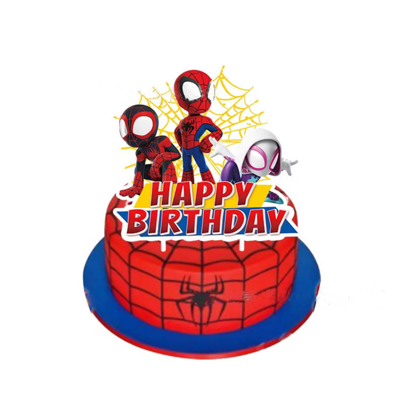 Set 46 Accesorii REDQUIT de Petrecere Spiderman , 20 Baloane, 1 Banner Happy Birthday, 24 Cupcake Topper, 1 Topper Tort - imagine 5